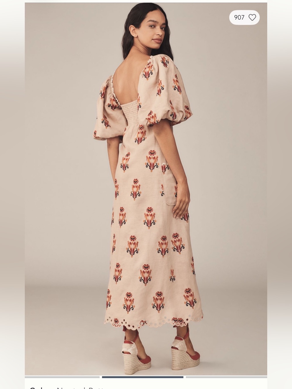 FARM Rio Puff Sleeve Linen Macaw Dress- size Small - Picture 2 of 9